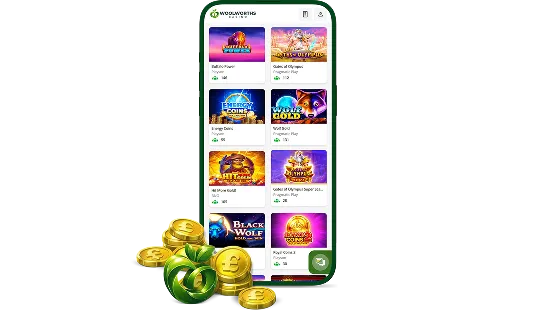 Smartphone showing Woolworths Casino games lobby